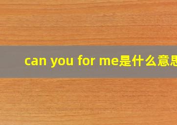 can you for me是什么意思